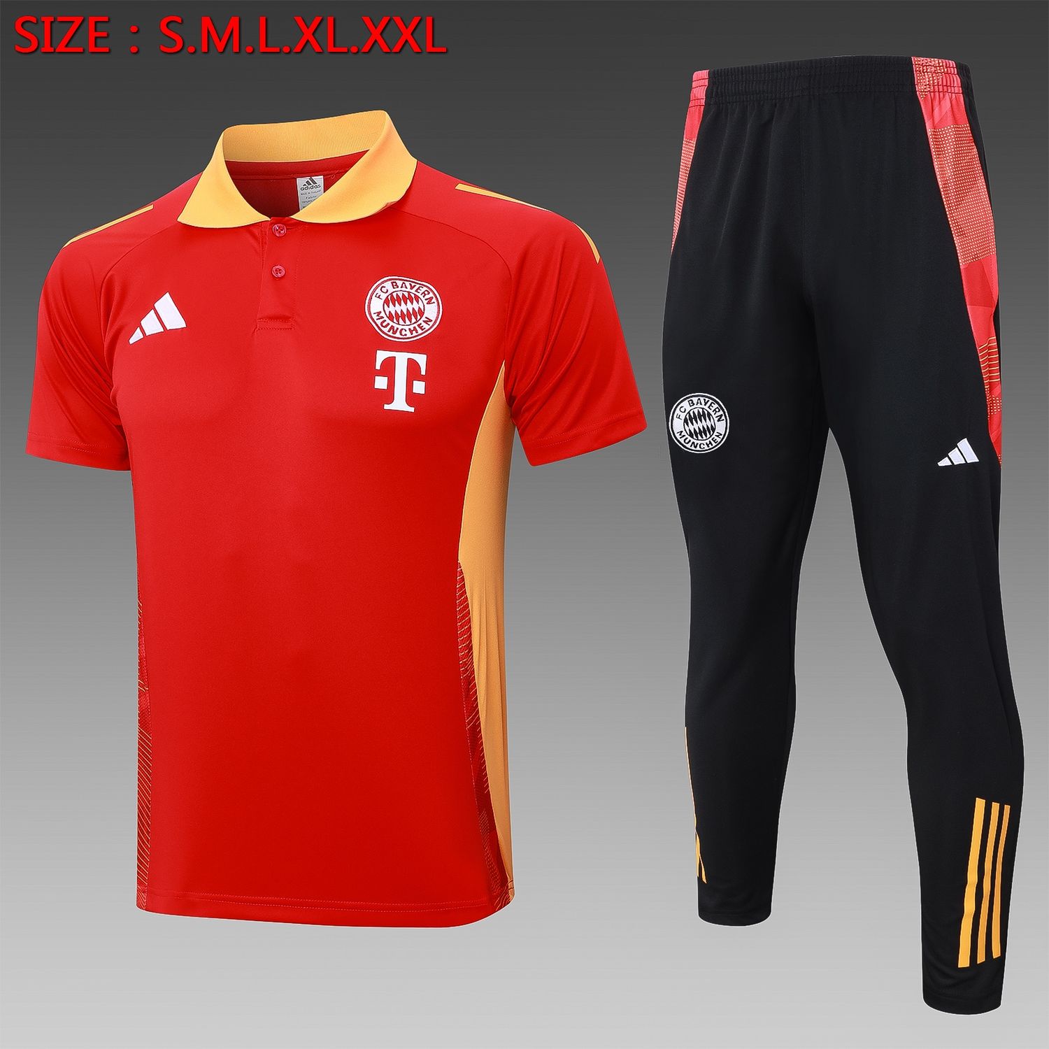 Bayern Munich Red, Orange and Black Short Sleeve Tracksuit Bayern Munich Red, Orange and Black Short Sleeve Tracksuit