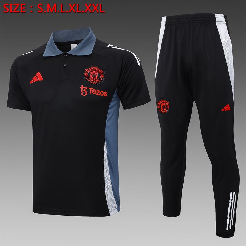 Man United Black Short Sleeve Tracksuit