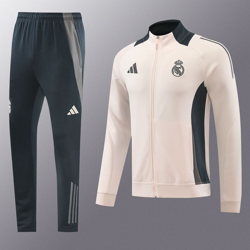 Real Madrid Off White and Charcoal Grey Tracksuit Set