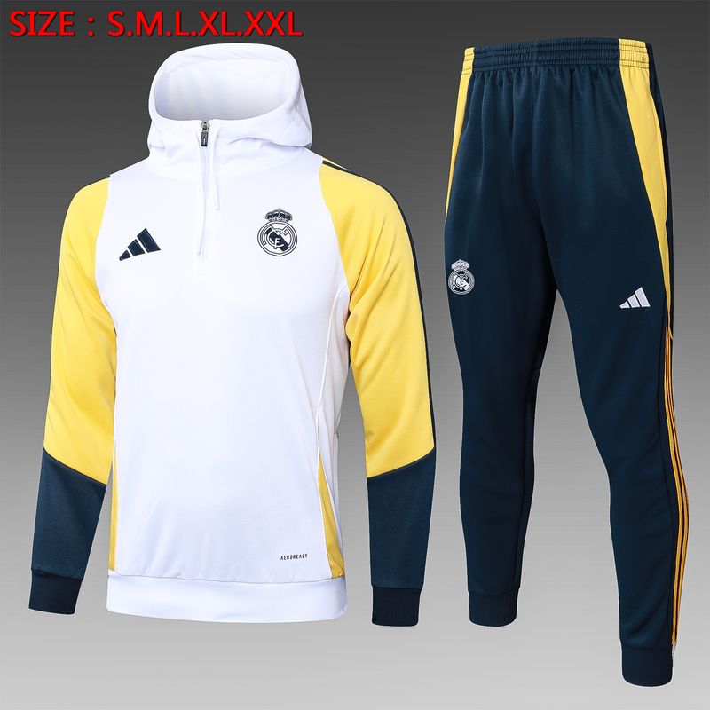 Real Madrid White and Navy Hooded Tracksuit Set