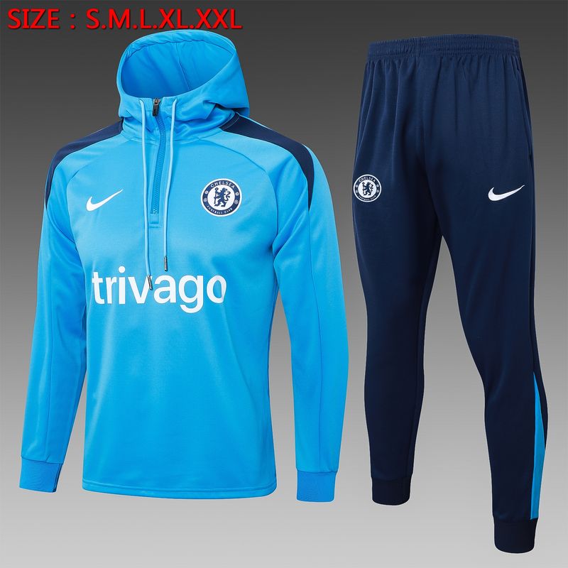 Chelsea Blue and Navy Hooded Tracksuit Set