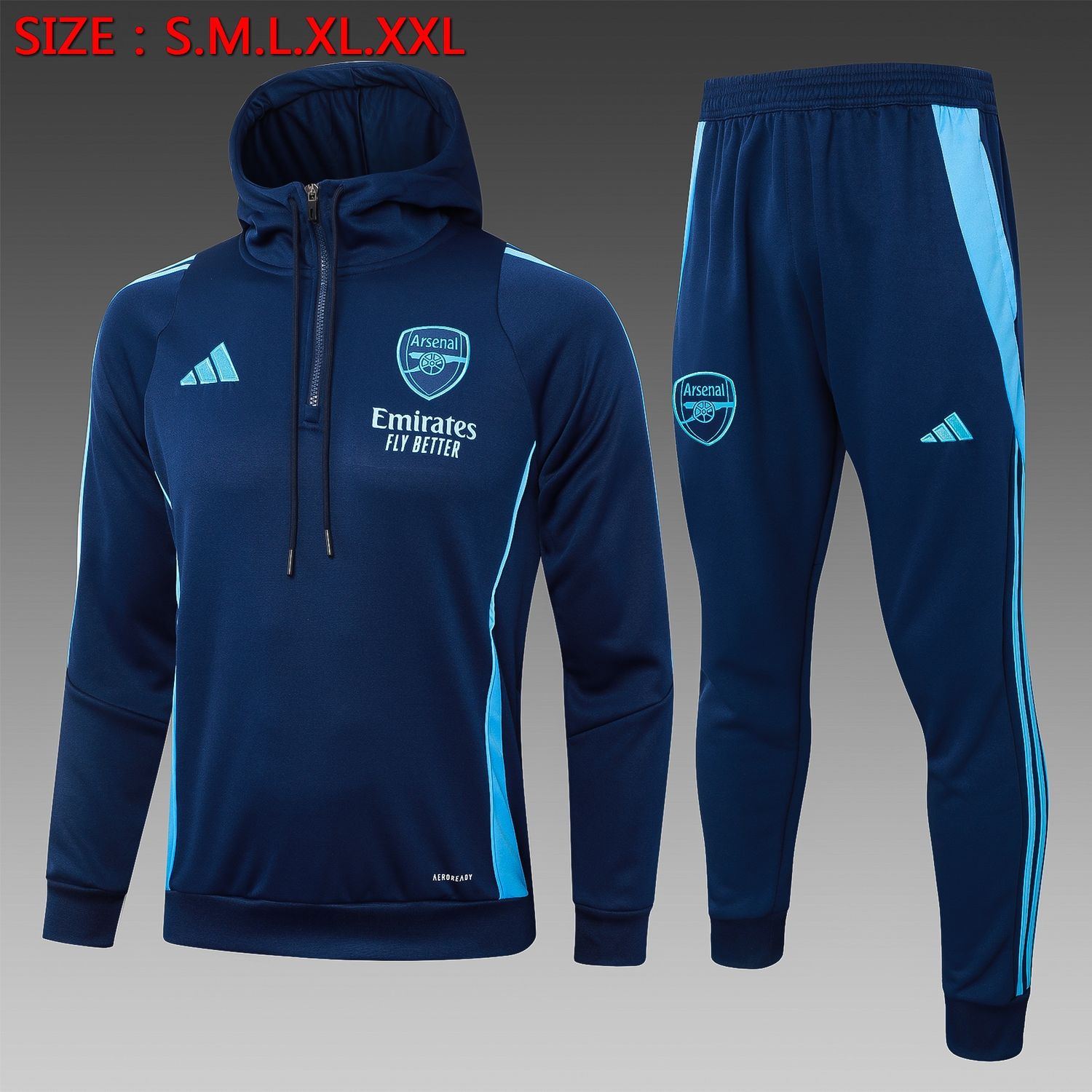 Arsenal Navy Hooded Tracksuit Set Arsenal Navy Hooded Tracksuit Set