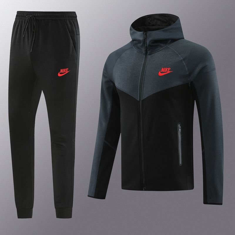 Nike Grey and Black Hooded Tracksuit Set