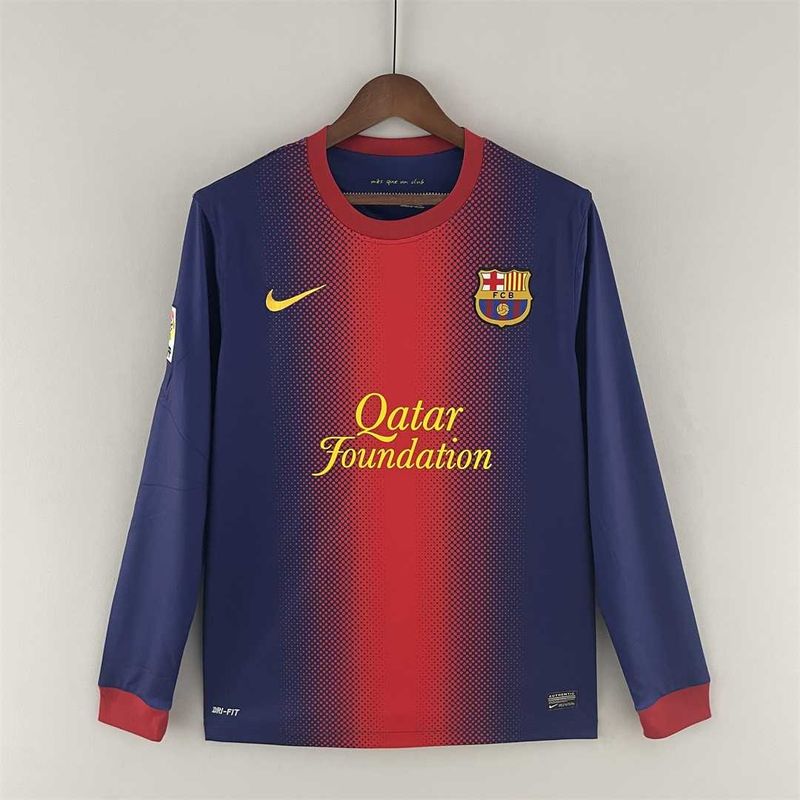 Barcelona Home 12/13 Long Sleeve Retro Jersey