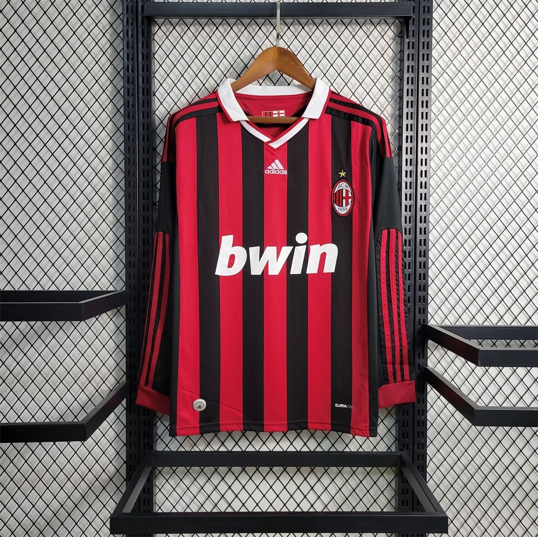 AC Milan Home 09/10 Long Sleeve Retro Jersey  AC Milan Home 09/10 Long Sleeve Retro Jersey