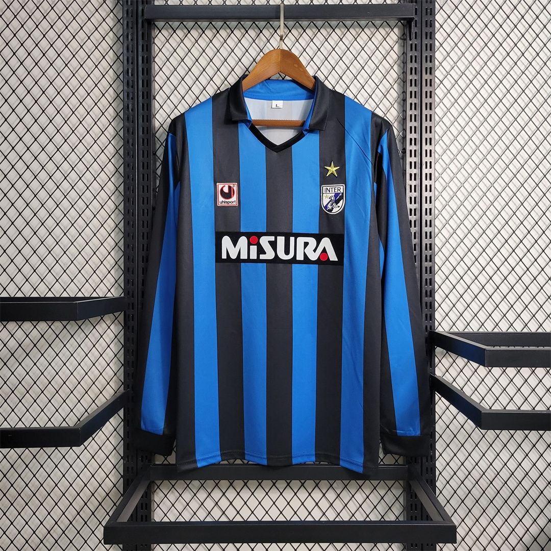 Inter Milan Home 1988 Long Sleeve Retro Jersey  Inter Milan Home 1988 Long Sleeve Retro Jersey