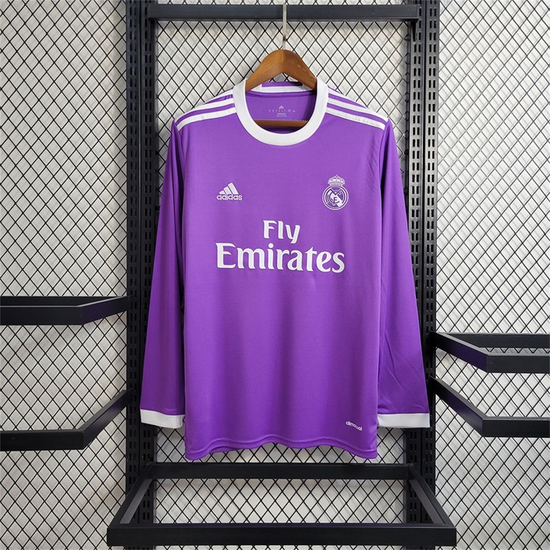 Real Madrid Away 16/17 Long Sleeve Retro Jersey  Real Madrid Away 16/17 Long Sleeve Retro Jersey
