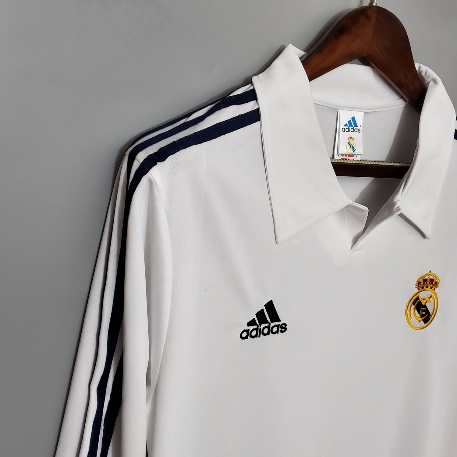 Real Madrid Home 01/02 Long Sleeve Retro Jersey  Real Madrid Home 01/02 Long Sleeve Retro Jersey