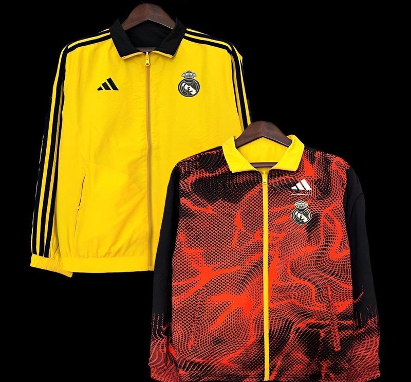 Real Madrid Yellow and Red Reversible Windbreaker 