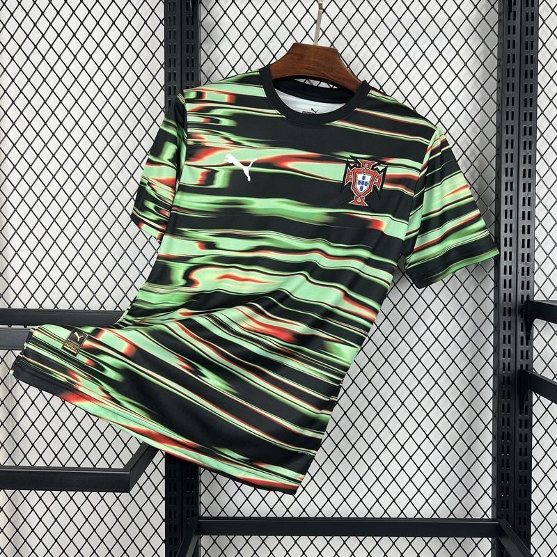 Portugal Black and Green Stripe Special Stadium Jersey