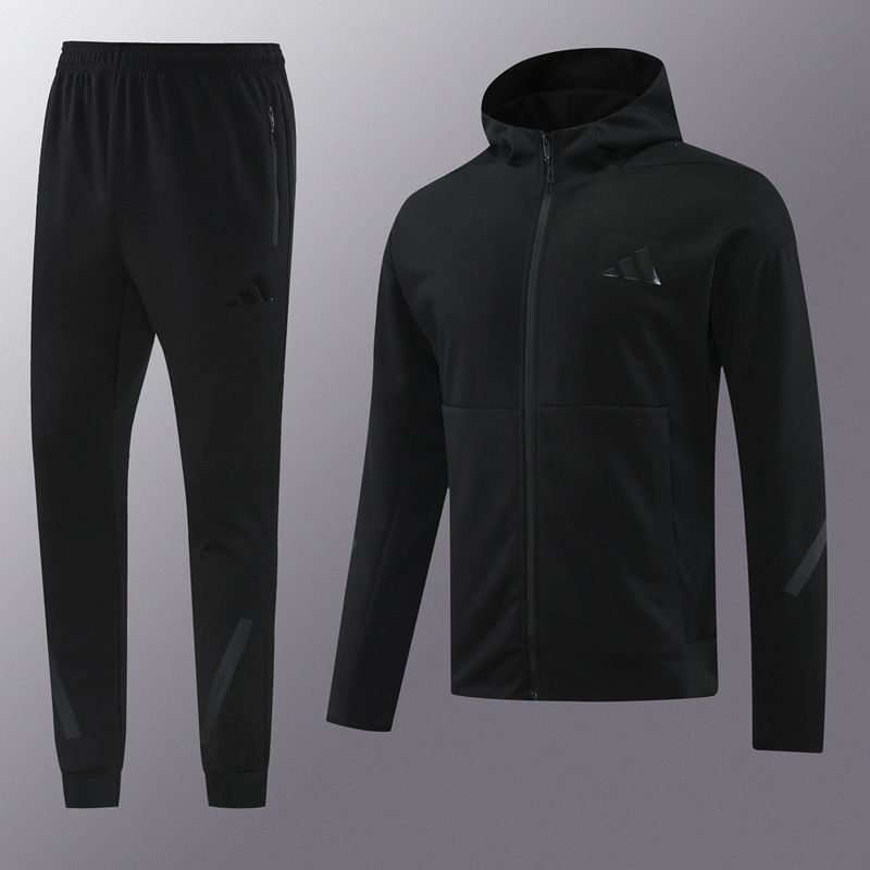 Adidas Black Hooded Tracksuit Set