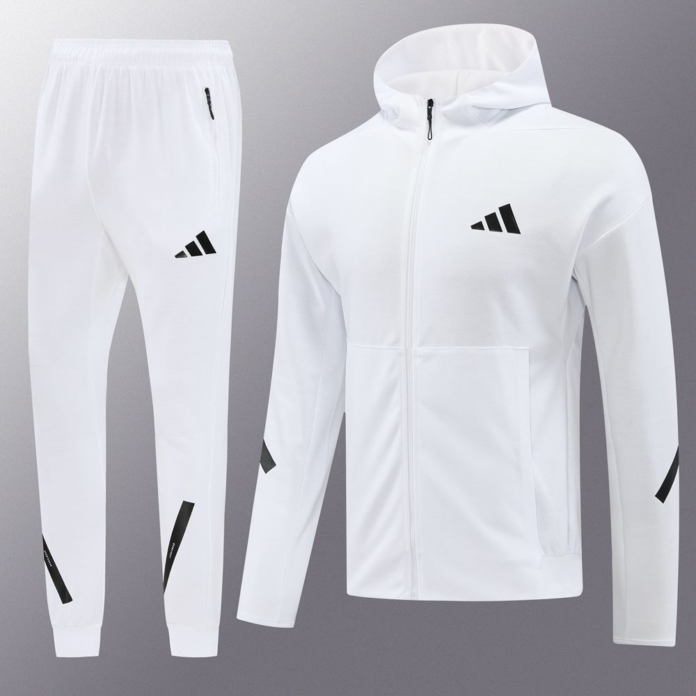 Adidas White Hooded Tracksuit Set Adidas White Hooded Tracksuit Set