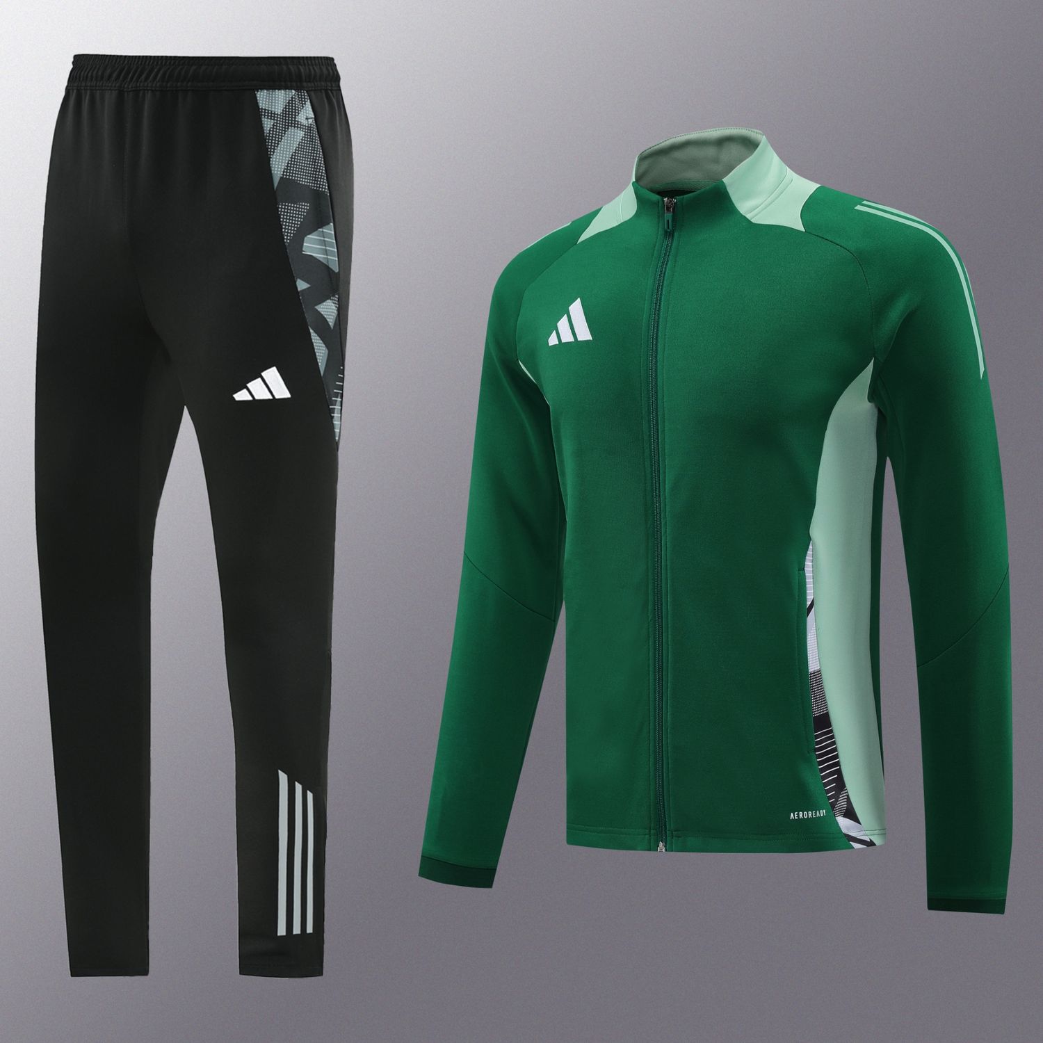 Adidas Green and Black Tracksuit Set Adidas Green and Black Tracksuit Set