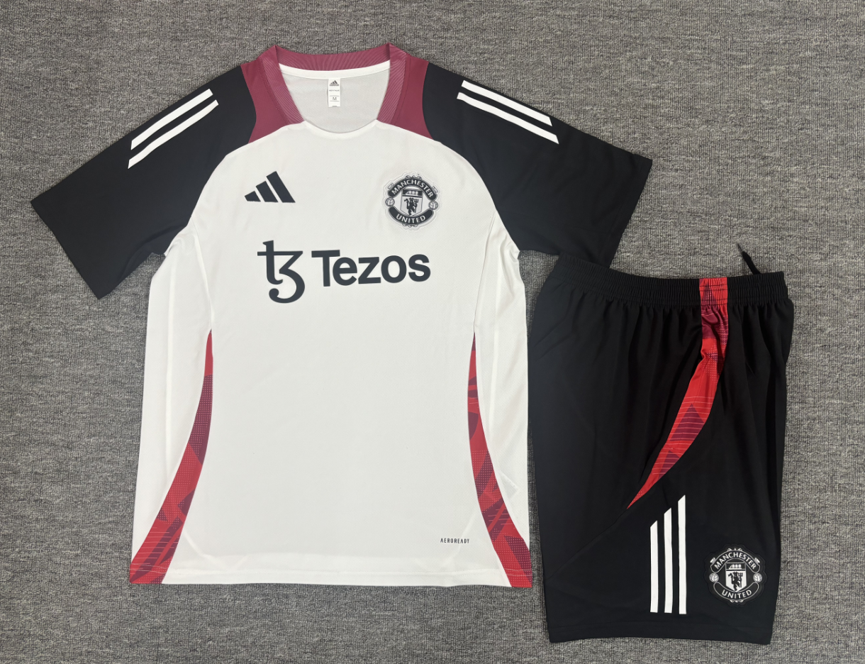 Man United White and Maroon Short Sleeve Training Set