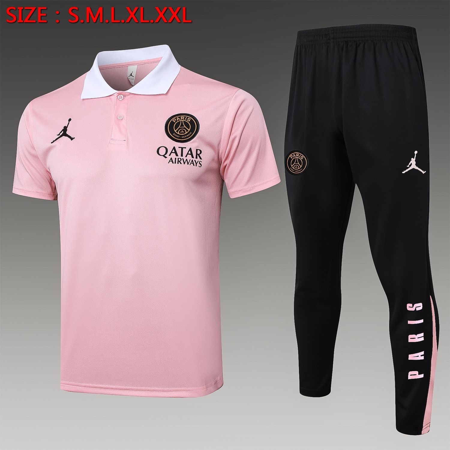PSG Pink and Black Short Sleeve Tracksuit