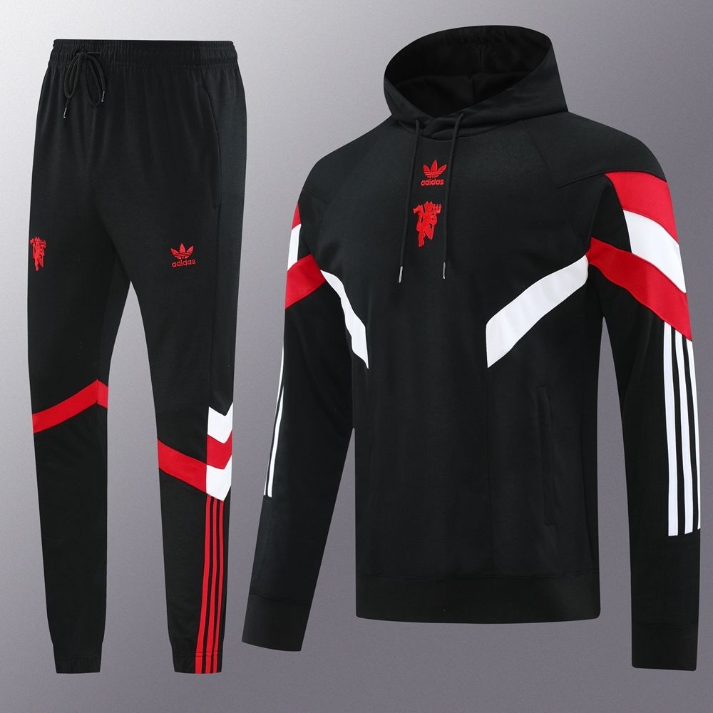 Man United Black and Red Hooded Tracksuit Set Man United Black and Red Hooded Tracksuit Set