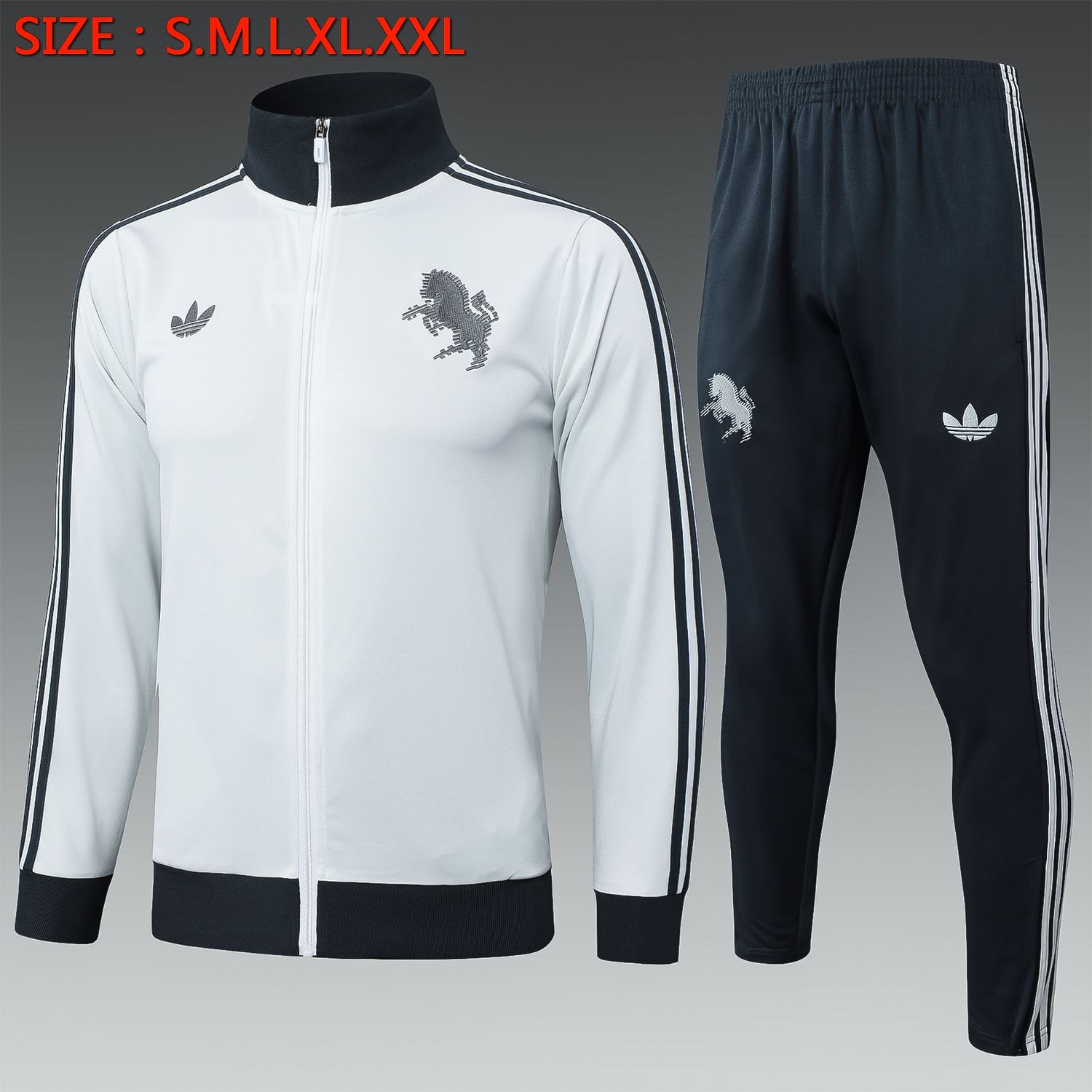 Juventus White and Black Long Sleeve Tracksuit Set Juventus White and Black Long Sleeve Tracksuit Set