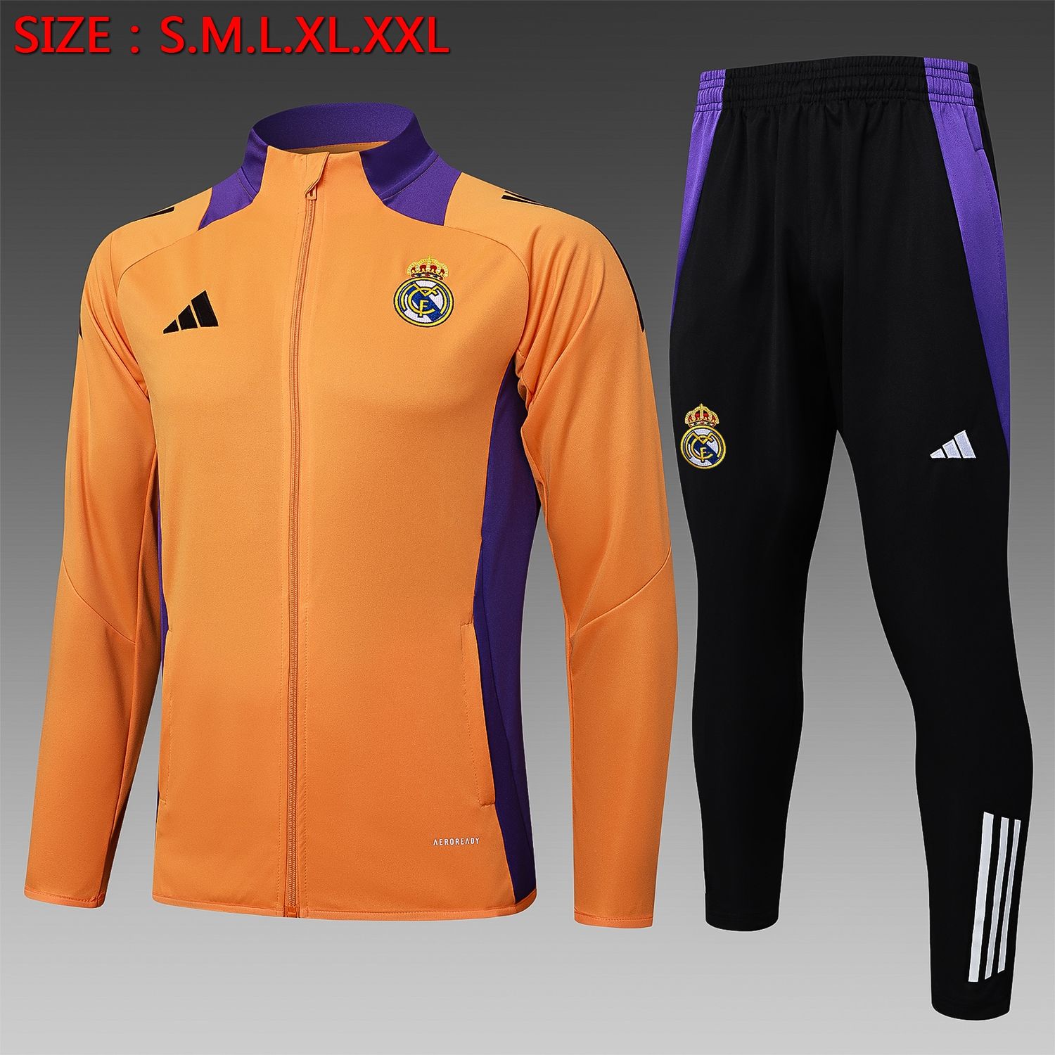 Real Madrid Orange and Black Tracksuit Set Real Madrid Orange and Black Tracksuit Set