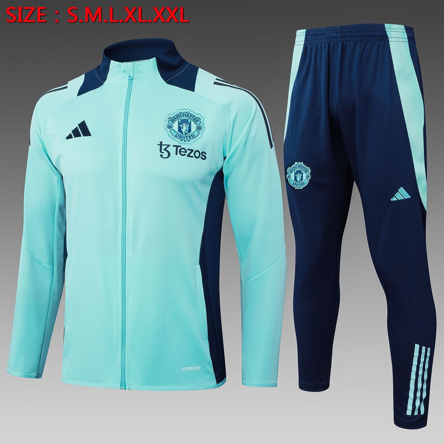 Man United Aqua and Navy Tracksuit Set Man United Aqua and Navy Tracksuit Set