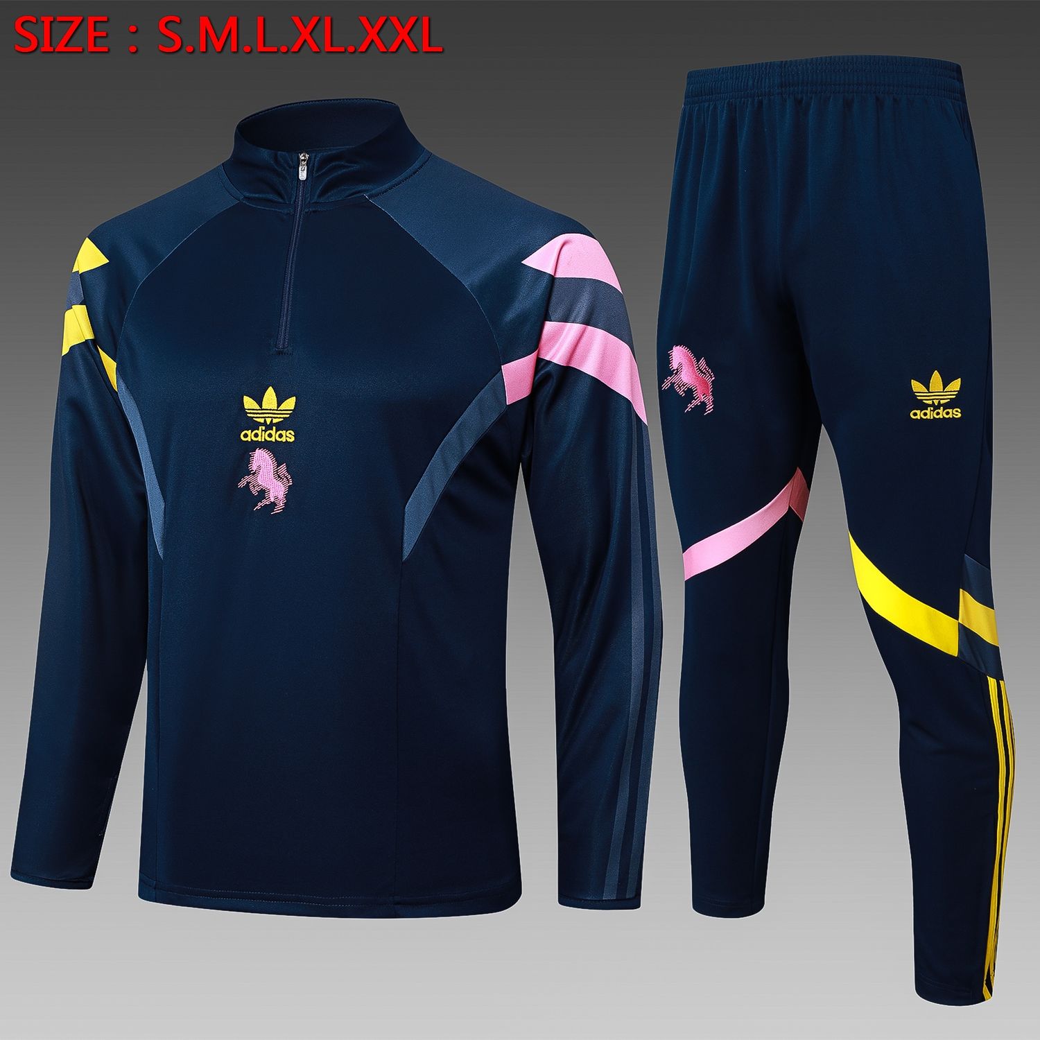 Juventus Navy, Yellow and Pink Long Sleeve Training Set  Juventus Navy, Yellow and Pink Long Sleeve Training Set
