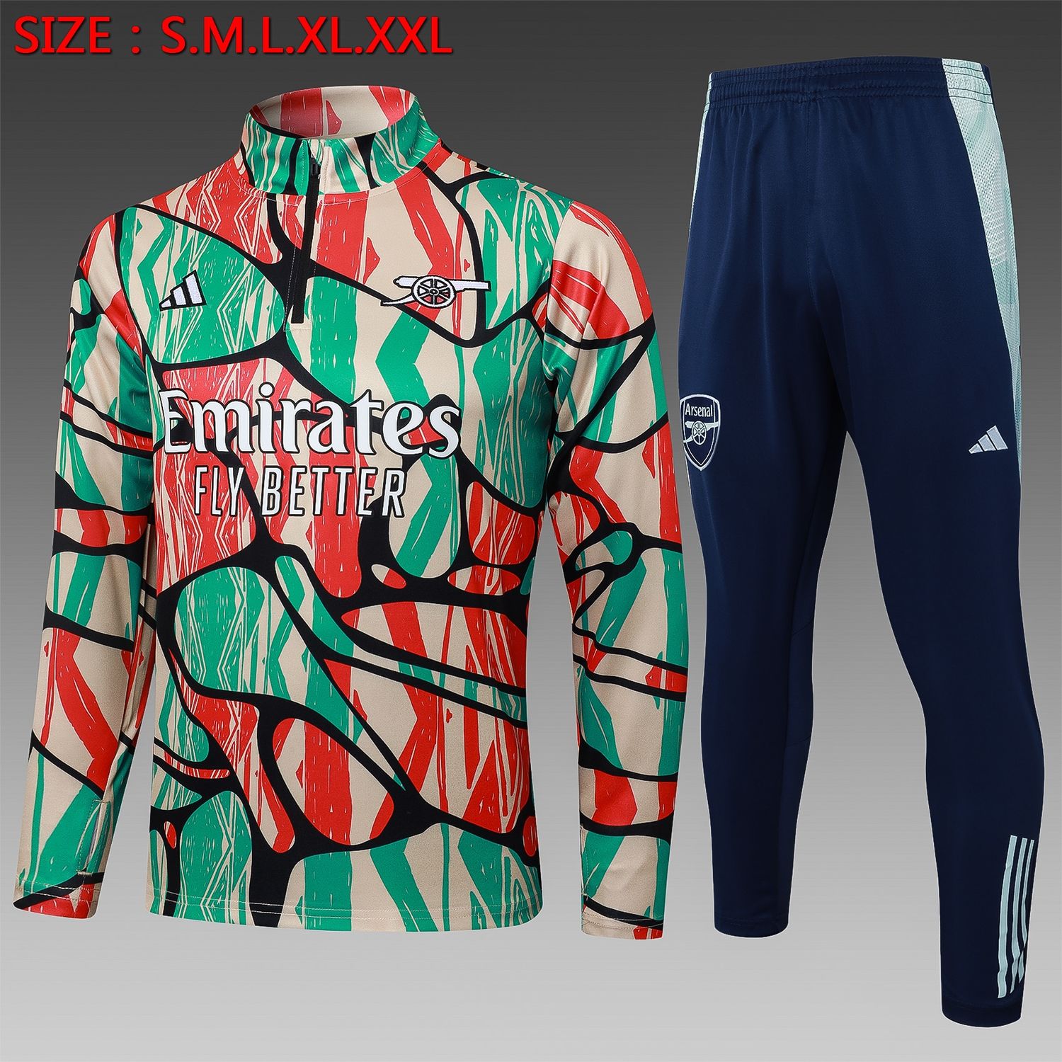 Arsenal Green and Orange Long Sleeve Training Set  Arsenal Green and Orange Long Sleeve Training Set