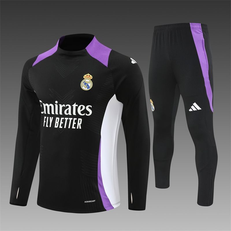 Real Madrid Black and Purple Long Sleeve Training Set 