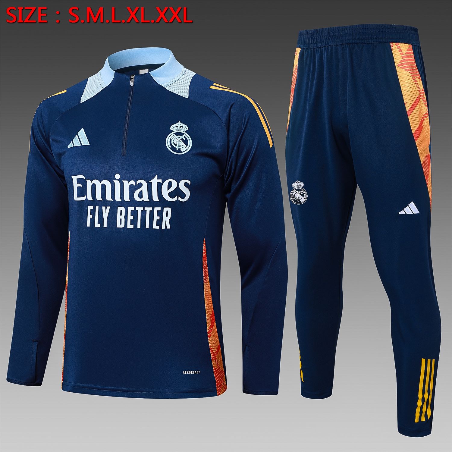 Real Madrid Navy and Orange Long Sleeve Training Set  Real Madrid Navy and Orange Long Sleeve Training Set