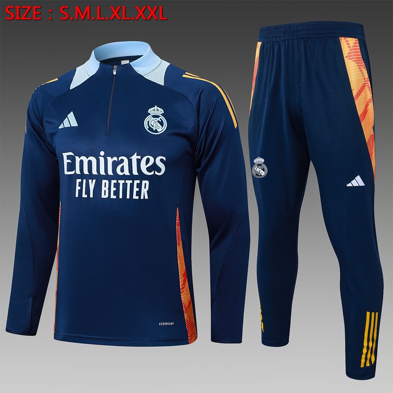 Real Madrid Navy and Orange Long Sleeve Training Set 