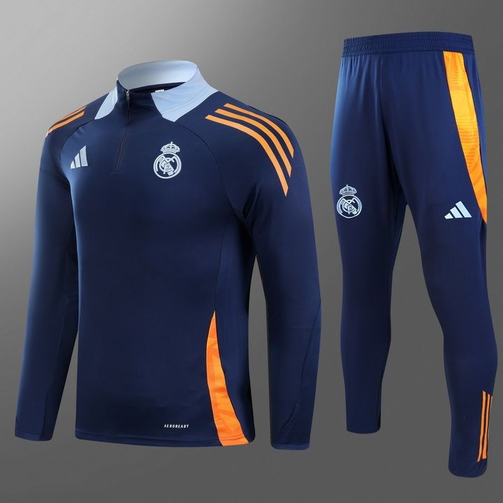 Real Madrid Navy, Orange and Powder Blue Long Sleeve Training Set 