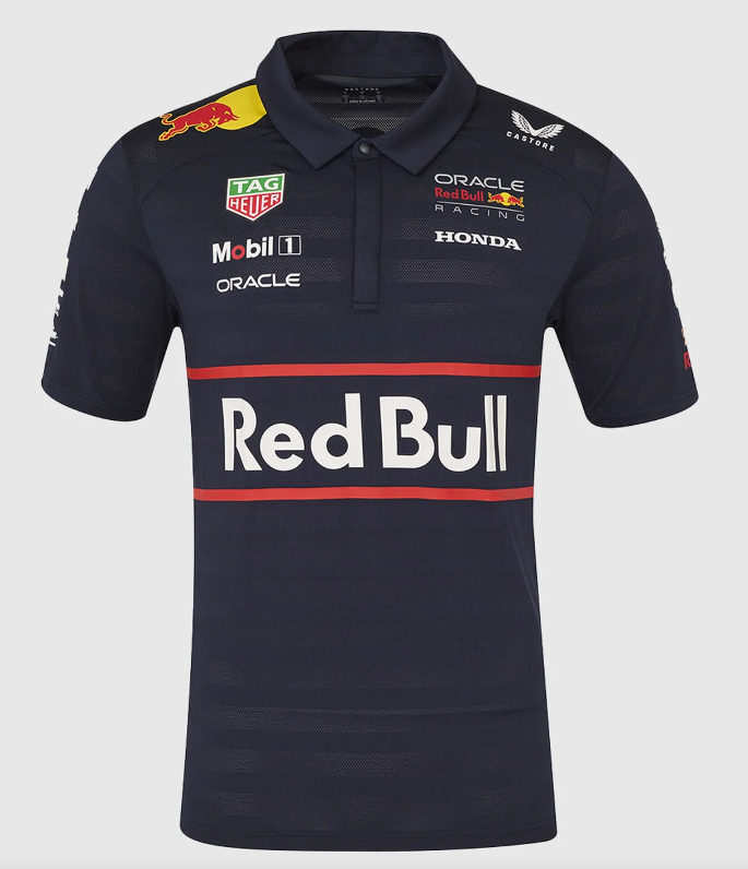Red Bull Navy Stripe Collar Neck Racing Suit  Red Bull Navy Stripe Collar Neck Racing Suit