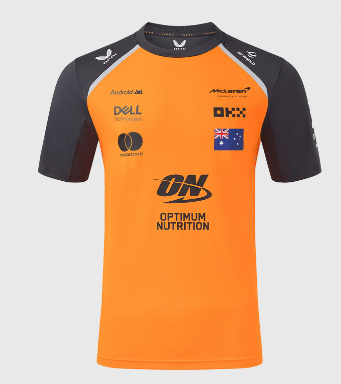 McLaren Crew Neck Orange and Navy Piastri 81 Crew Neck Racing Suit  McLaren Crew Neck Orange and Navy Piastri 81 Crew Neck Racing Suit