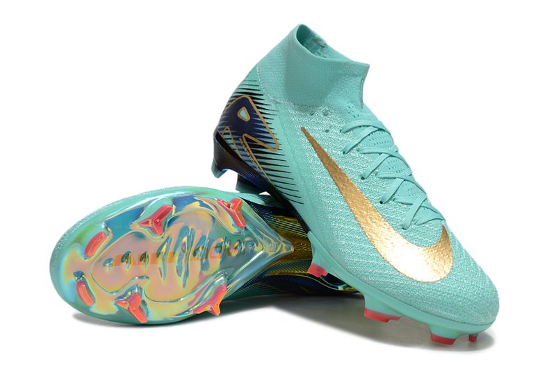 Air Zoom Turquoise and Gold High Top Soccer Boot