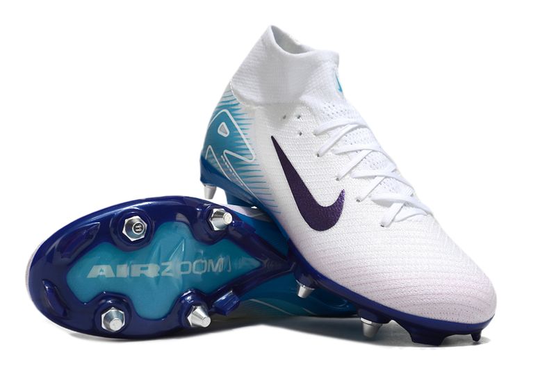 Air Zoom White, Blue and Purple High Top Soccer Boot