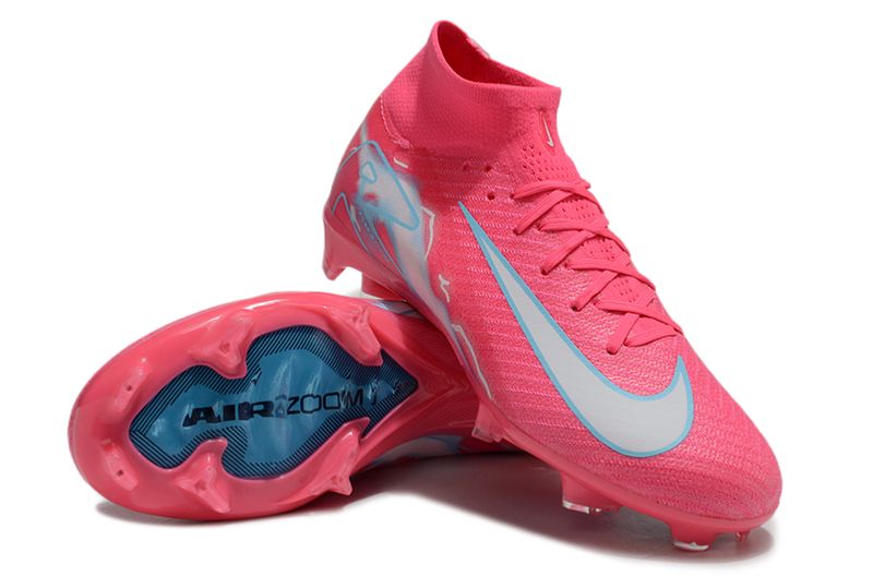 Air Zoom Pink, White and Blue High Top Soccer Boot