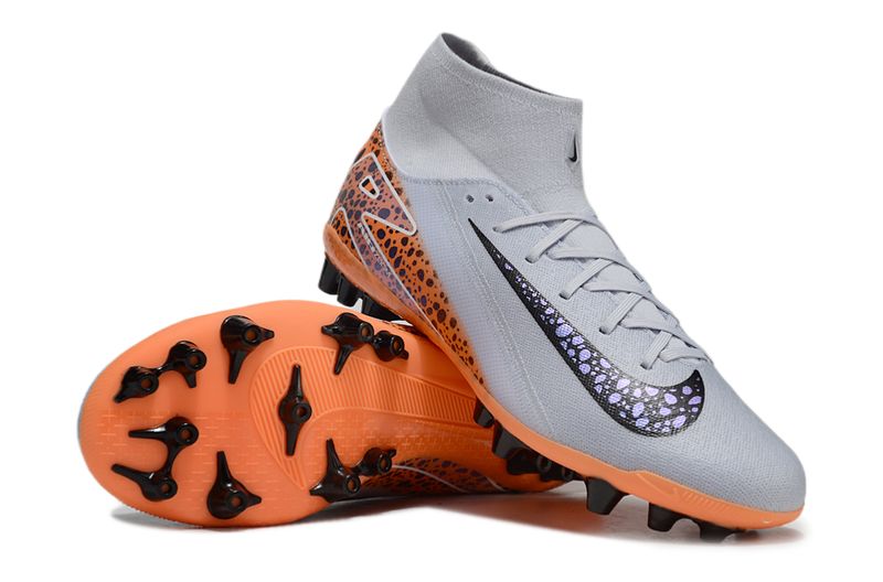 Air Zoom Grey and Orange Dotted High Top Soccer Boot