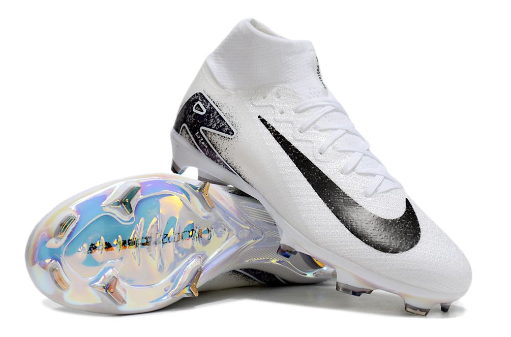 Air Zoom White and Black High Top Soccer Boot