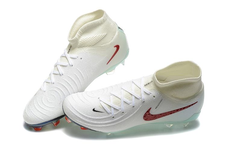 Phantom Luna Elite FG White and Maroon High Top Soccer Boot