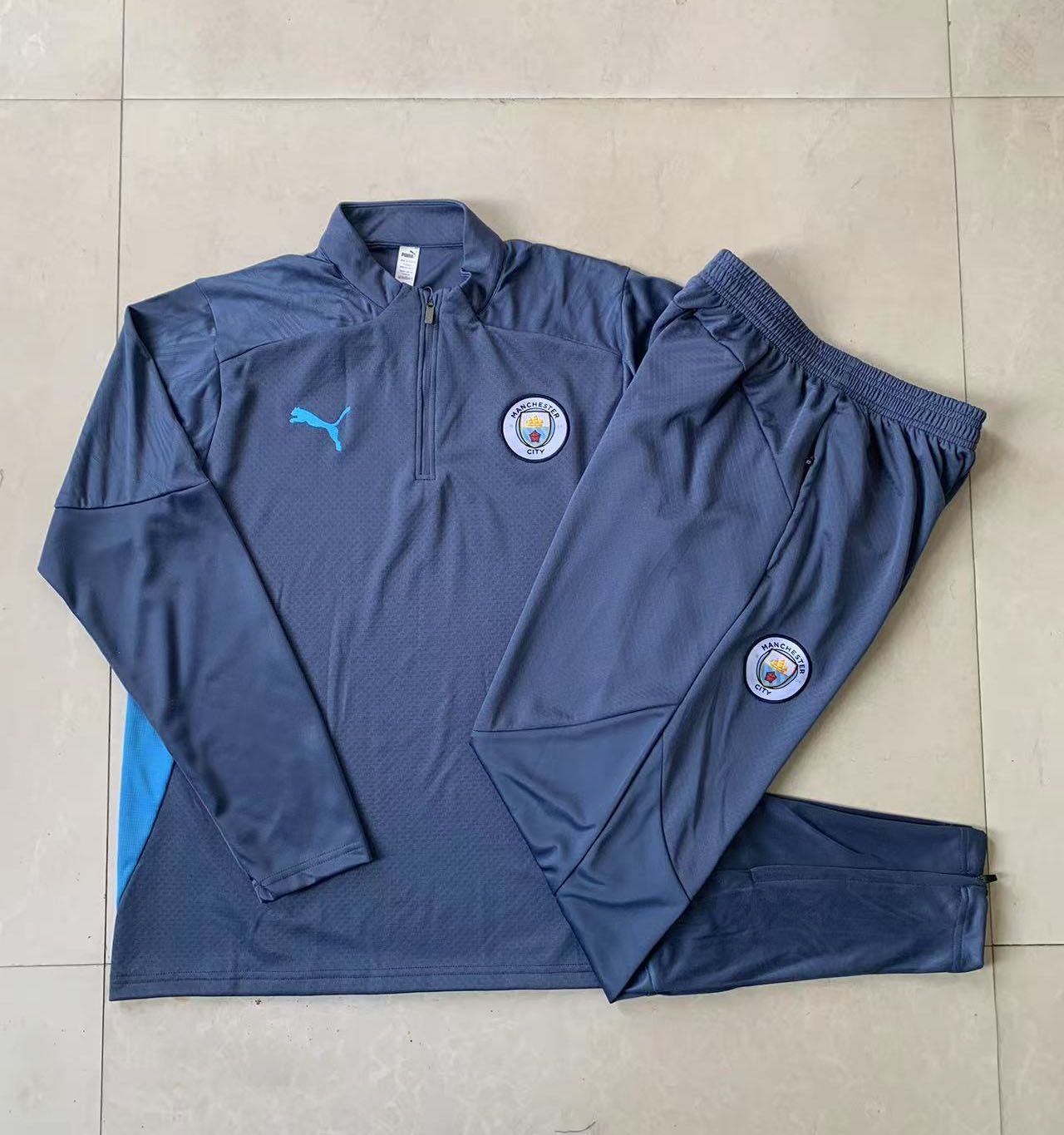 Manchester City Blue Long Sleeve Training Set  Manchester City Blue Long Sleeve Training Set