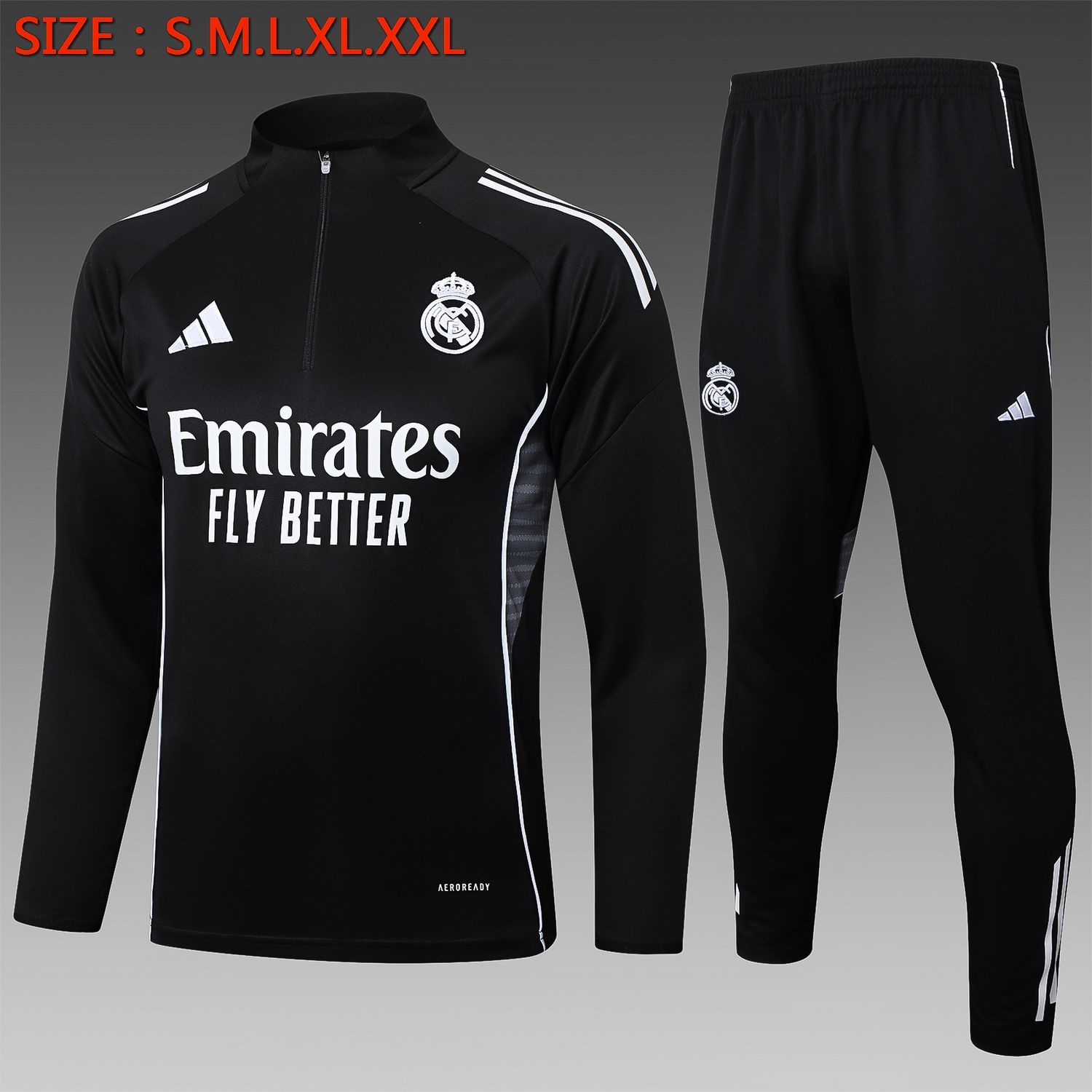 Real Madrid Black Long Sleeve Training Set  Real Madrid Black Long Sleeve Training Set