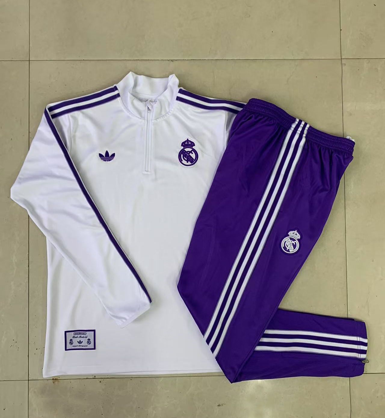 Real Madrid White and Purple Long Sleeve Training Set  Real Madrid White and Purple Long Sleeve Training Set