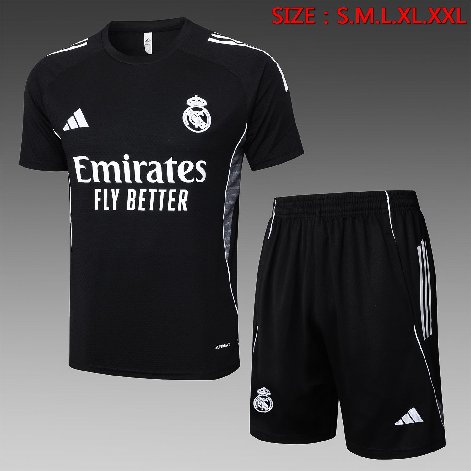Real Madrid Black Short Sleeve Training Set Real Madrid Black Short Sleeve Training Set
