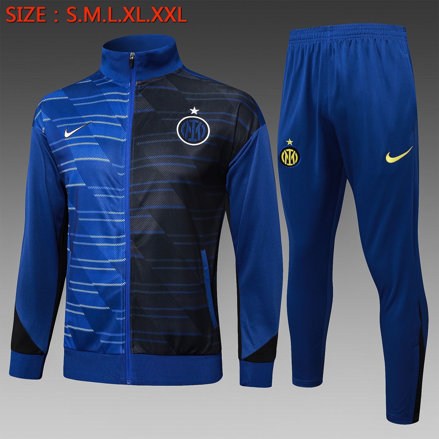 Inter Milan Black and Blue Long Sleeve Tracksuit Set Inter Milan Black and Blue Long Sleeve Tracksuit Set