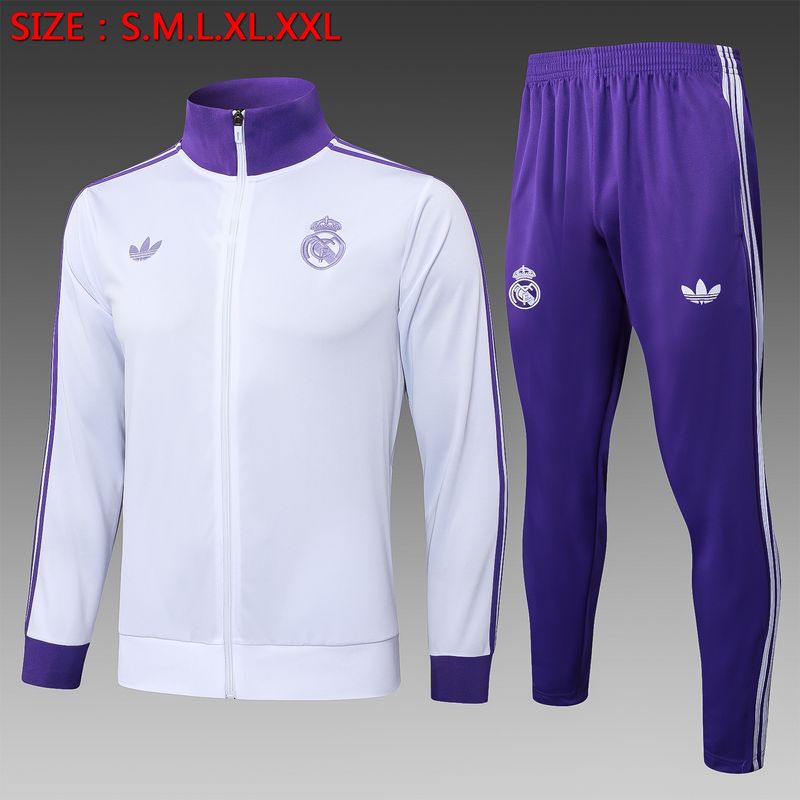 Real Madrid White and Purple Long Tracksuit Set