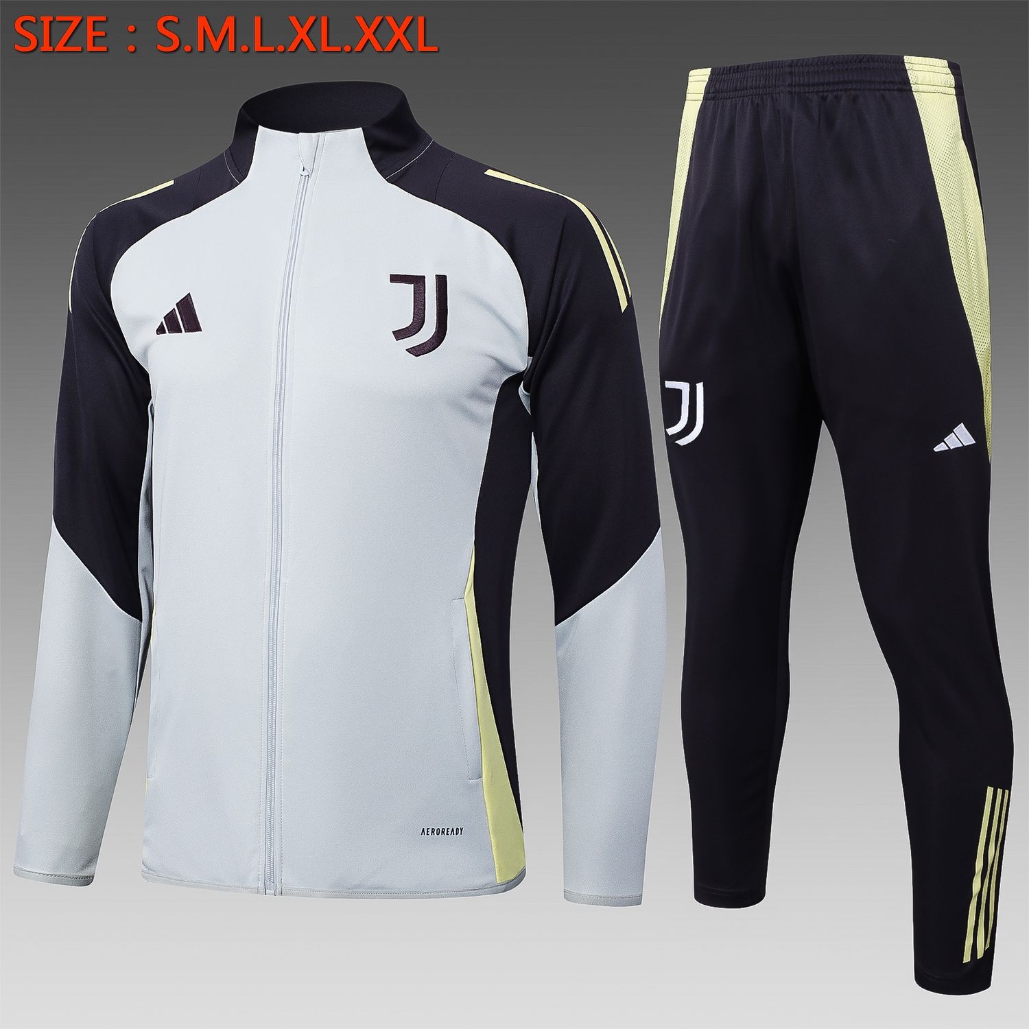 Juventus White and Yellow Long Sleeve Tracksuit Set Juventus White and Yellow Long Sleeve Tracksuit Set