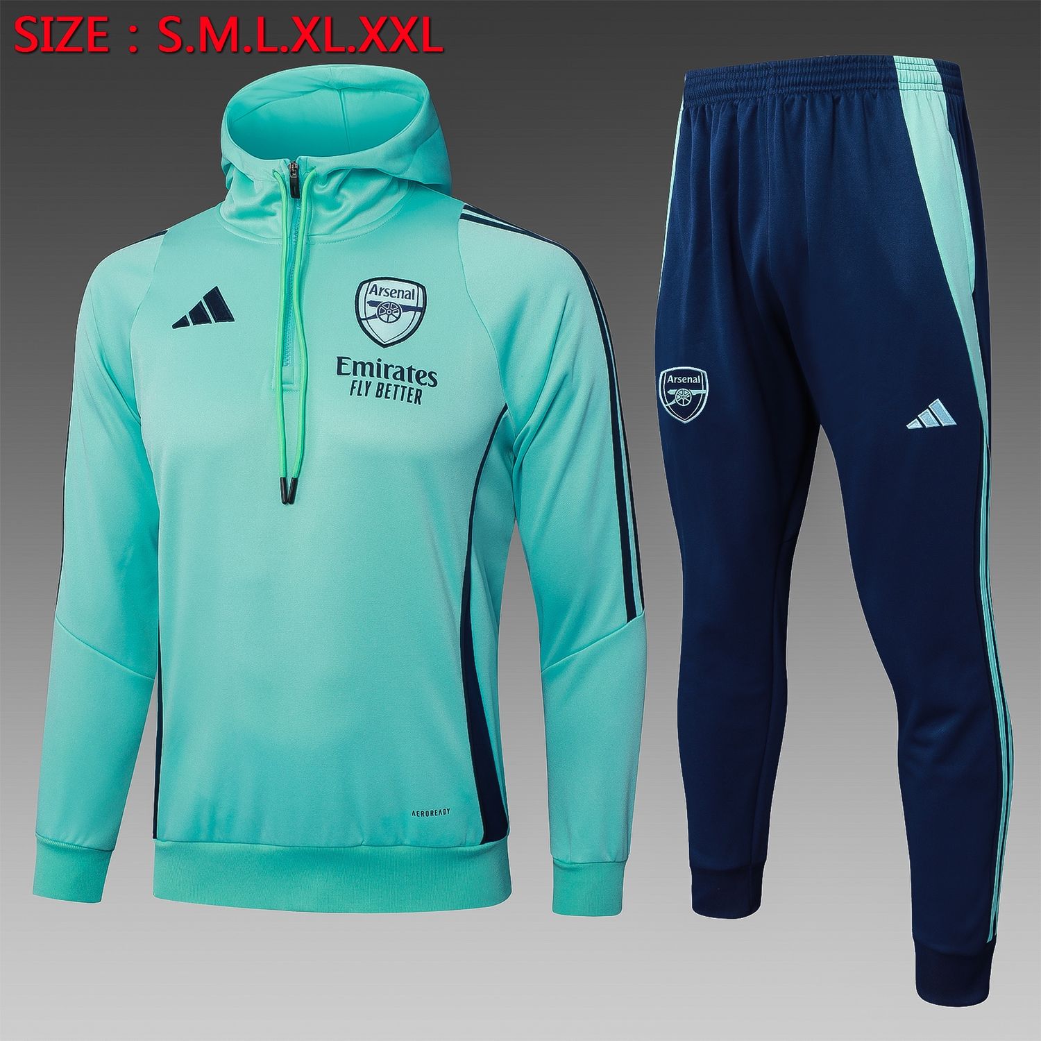 Arsenal Aqua and Navy Hooded Tracksuit Set Arsenal Aqua and Navy Hooded Tracksuit Set