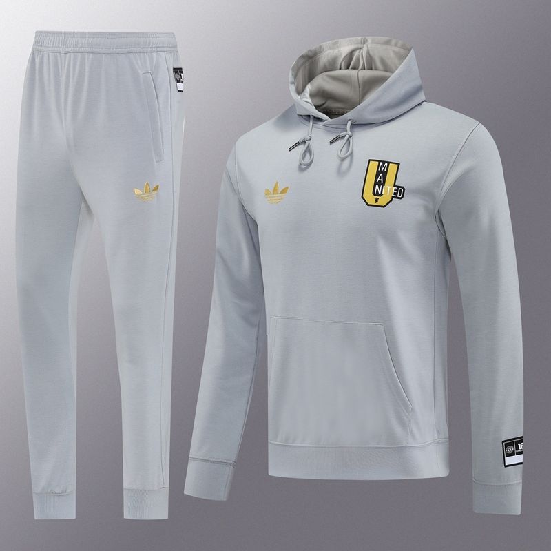 Man United Grey Hooded Tracksuit Set