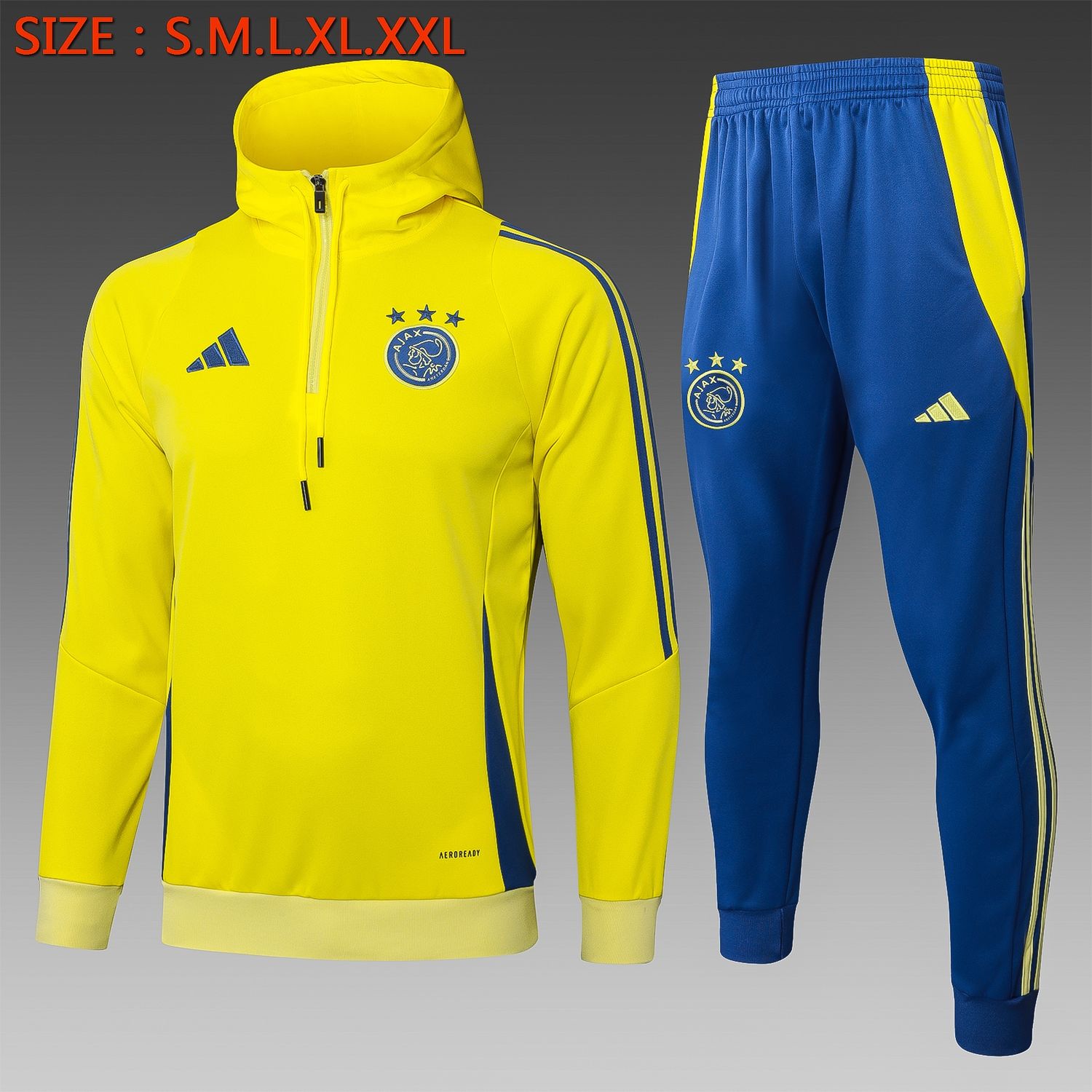 Ajax Yellow and Blue Hooded Tracksuit Set Ajax Yellow and Blue Hooded Tracksuit Set