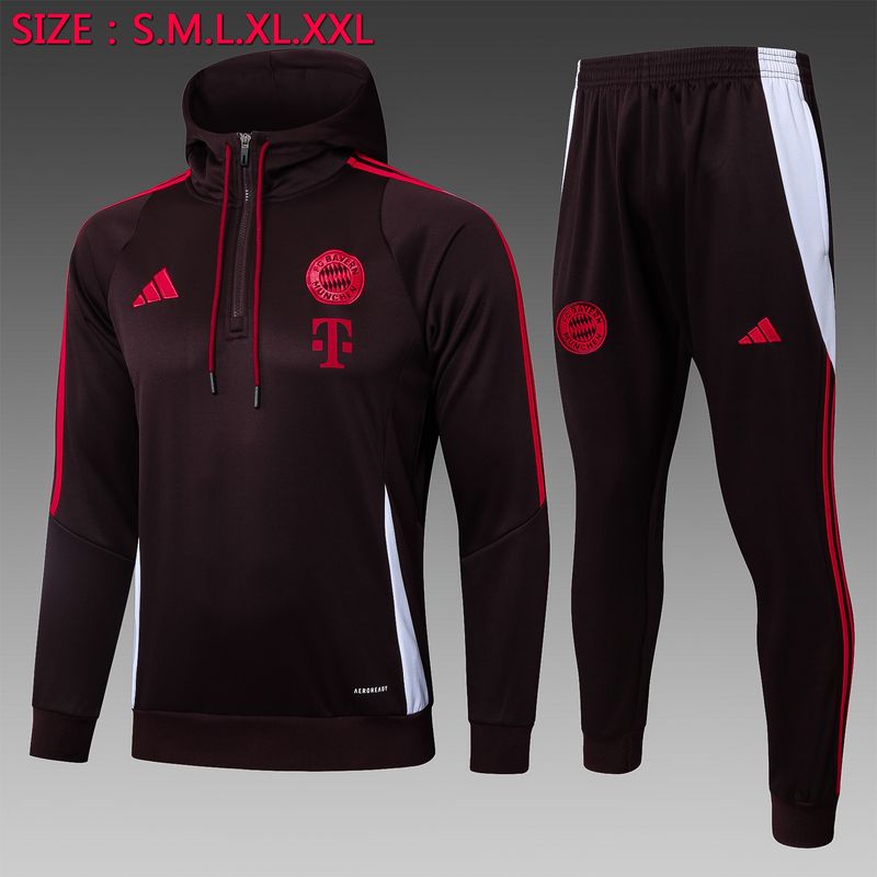 Bayern Munich Maroon Hooded Tracksuit Set