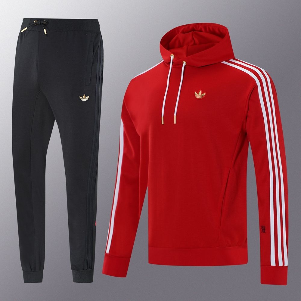 Adidas Red, White and Black Hooded Tracksuit Set Adidas Red, White and Black Hooded Tracksuit Set