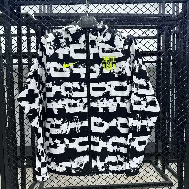 Barcelona Black and White Windbreaker  Barcelona Black and White Windbreaker